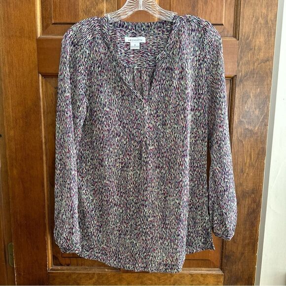 Liz Claiborne Women’s  V-Neck Colorful Sheer Size Small Top - Picture 1 of 4